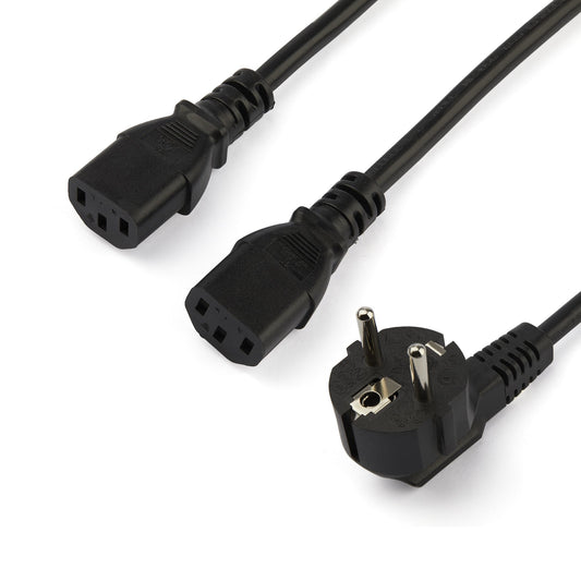 StarTech.com - Cable de 2m de Alimentación en Y para Ordenador  18AWG  EU Schuko a 2x C13  10A 250V  Cable de Alimentación de CA de Repuesto  para Impresora  para Monitor  UL