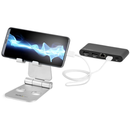 StarTech.com - Base para Móvil y Tablet - Soporte Plegable Universal para Dispositivos Móviles - Base Plegable Ergonómica Portátil para Sobremesa  para Dispositivos de 4 a 13 Pulgadas