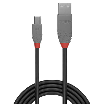 Lindy - 36721 cable USB USB 2.0 0 5 m USB A Mini-USB B Negro  Gris