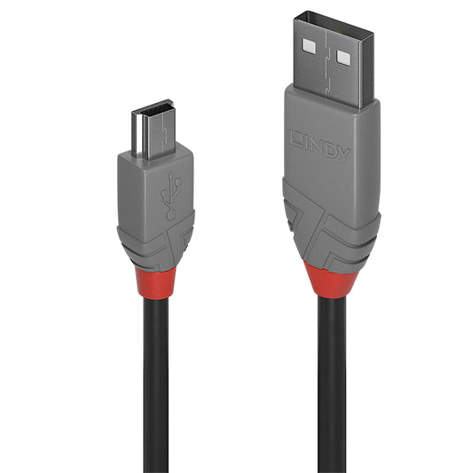 Lindy - 36721 cable USB USB 2.0 0 5 m USB A Mini-USB B Negro  Gris