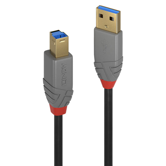 Lindy - 36743 cable USB USB 3.2 Gen 1 (3.1 Gen 1) 3 m USB A USB B Negro  Gris