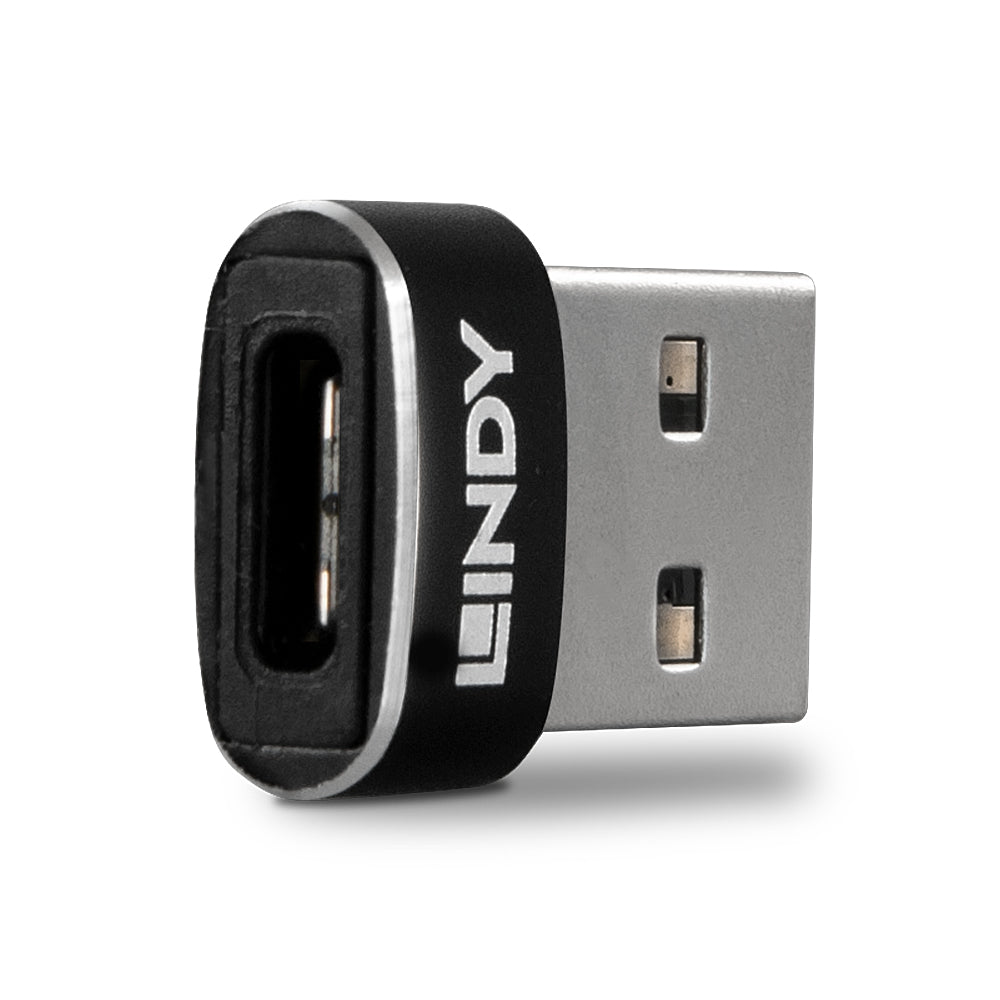 Lindy - 41884 cambiador de género para cable USB Type-A USB Tipo C Negro