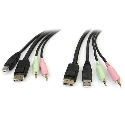 StarTech.com - Cable Conmutador KVM USB DisplayPort 4 en 1 c/ Audio y Micrófono - 6 pies