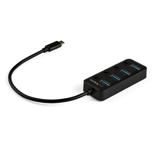 StarTech.com - Hub Ladrón USB C de 4 Puertos - Concentrador USB Tipo C a 4 Puertos USB A con Interruptores Individuales de Encendido/Apagado - USB 3.2 Gen 1 SuperSpeed de 5Gbps - Alimentado por el Bus USB - Portátil - con Cable Incorporado de 25cm