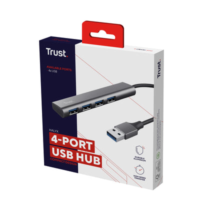 Trust - Halyx USB 3.2 Gen 1 (3.1 Gen 1) Type-A 5 Mbit/s Negro  Gris