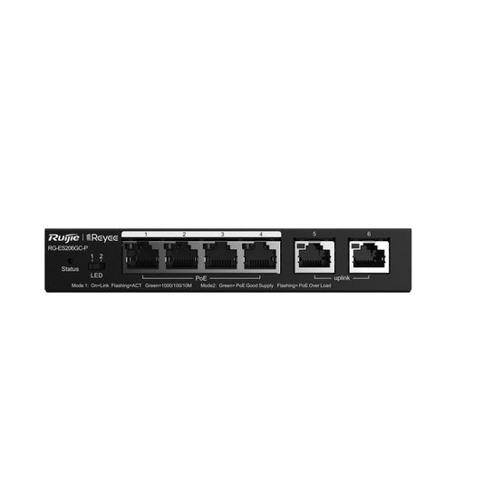 Ruijie Networks - RG-ES206GC-P switch Gigabit Ethernet (10/100/1000) Energía sobre Ethernet (PoE) Negro