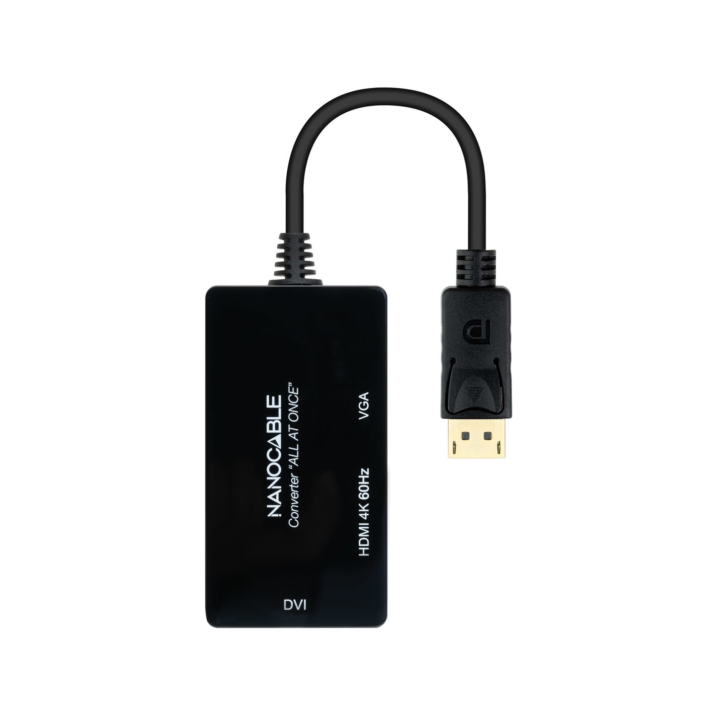 Nanocable - Conversor DISPLAYPORT a HDMI/DVI/VGA  20 cm  Negro