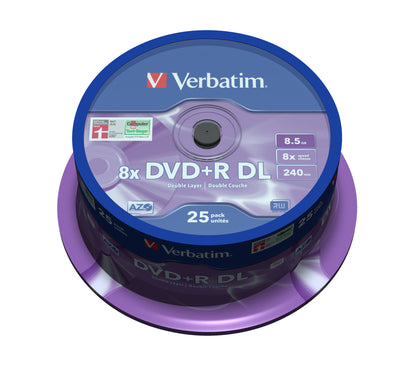 Verbatim - DVD+R Double Layer 8x Matt Silver 25pk Spindle 8 5 GB DVD+R DL 25 pieza(s)