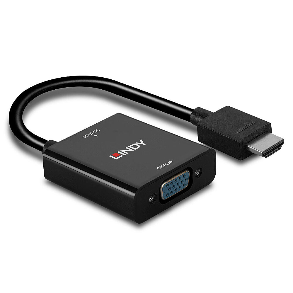 Lindy - 38291 adaptador de cable de vídeo 0 1 m HDMI tipo A (Estándar) VGA (D-Sub) Negro