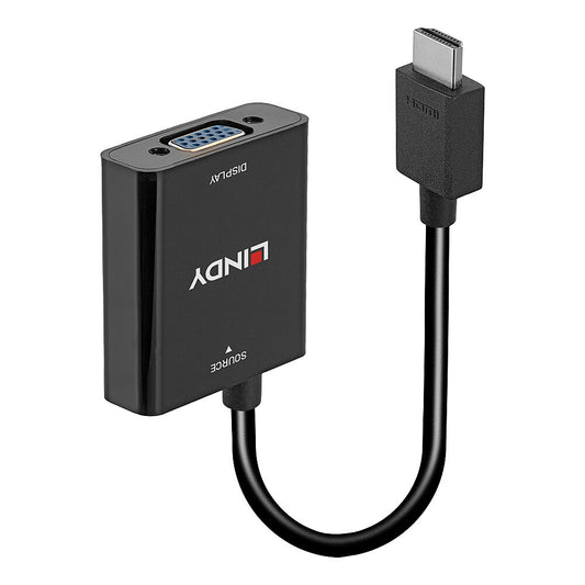 Lindy - 38291 adaptador de cable de vídeo 0 1 m HDMI tipo A (Estándar) VGA (D-Sub) Negro