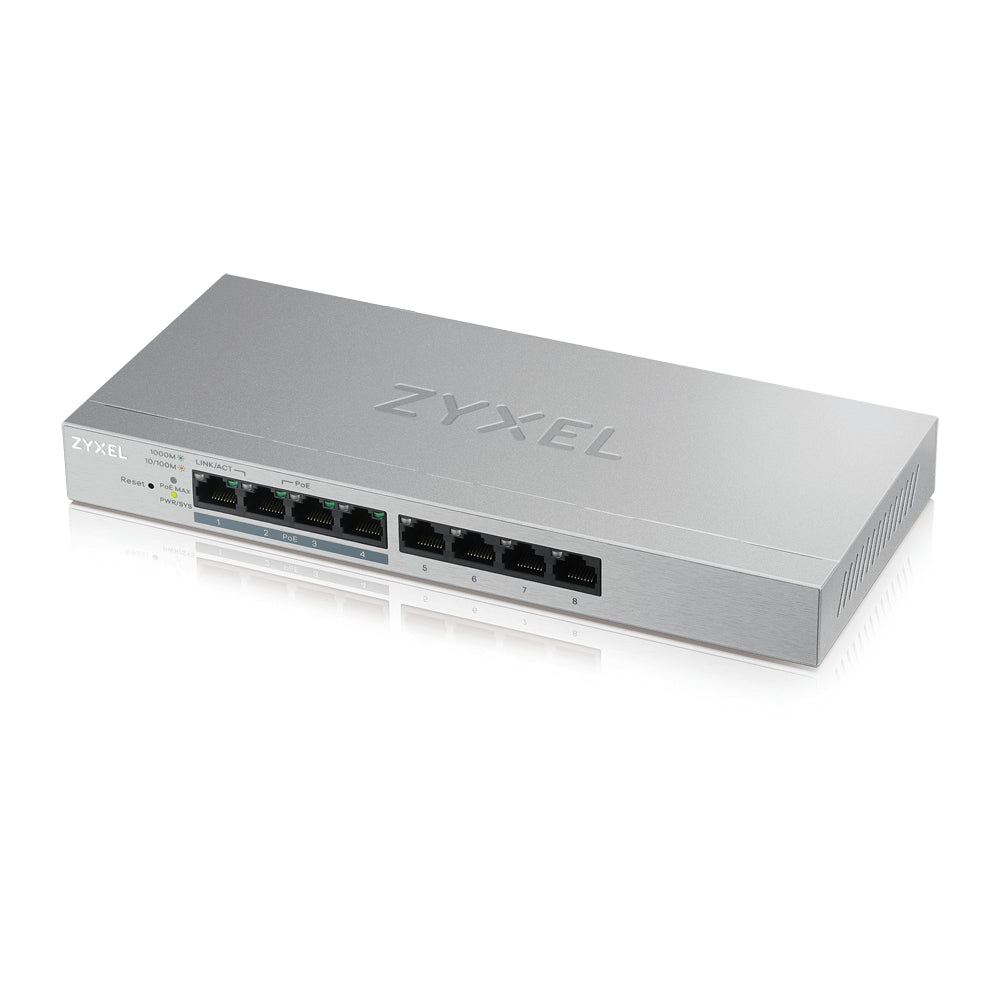 Zyxel - GS1200-8HP v2 Gestionado Gigabit Ethernet (10/100/1000) Energía sobre Ethernet (PoE) Gris