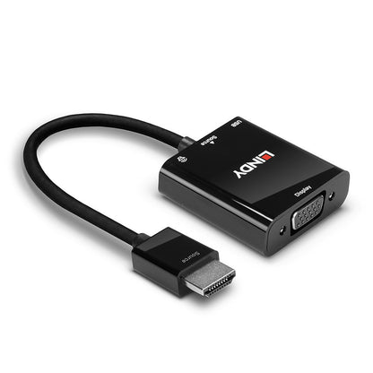 Lindy - 38285 adaptador de cable de vídeo 0 1 m HDMI tipo A (Estándar) VGA (D-Sub) Negro