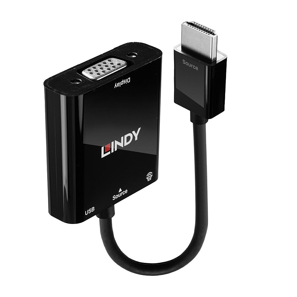 Lindy - 38285 adaptador de cable de vídeo 0 1 m HDMI tipo A (Estándar) VGA (D-Sub) Negro