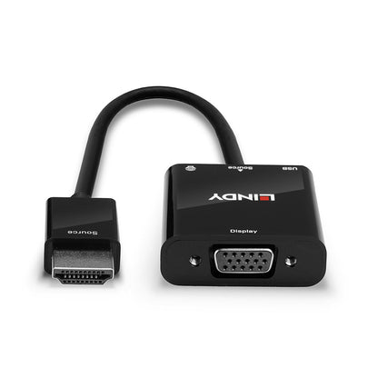 Lindy - 38285 adaptador de cable de vídeo 0 1 m HDMI tipo A (Estándar) VGA (D-Sub) Negro