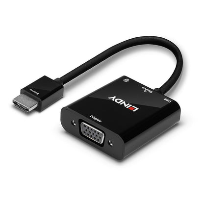 Lindy - 38285 adaptador de cable de vídeo 0 1 m HDMI tipo A (Estándar) VGA (D-Sub) Negro