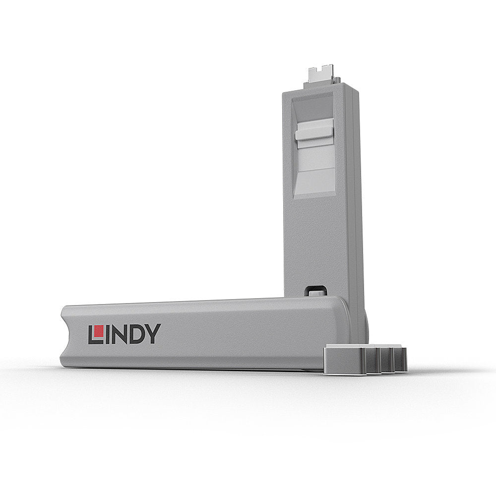 Lindy - 40427 bloqueador de puerto Bloqueador de puerto + clave USB Tipo C Blanco 5 pieza(s)