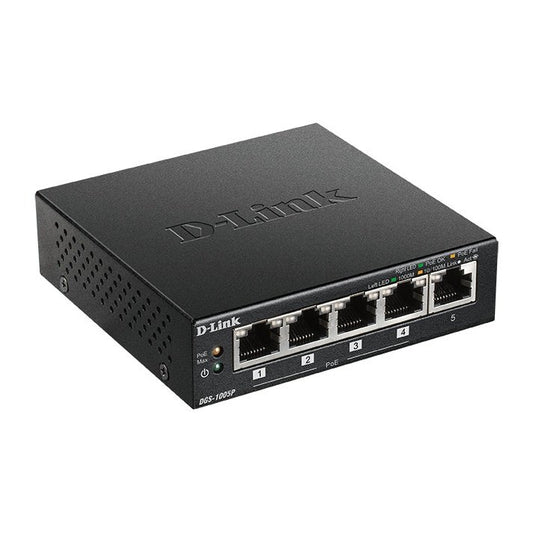 D-Link - DGS-1005P No administrado L2 Gigabit Ethernet (10/100/1000) Energía sobre Ethernet (PoE) Negro