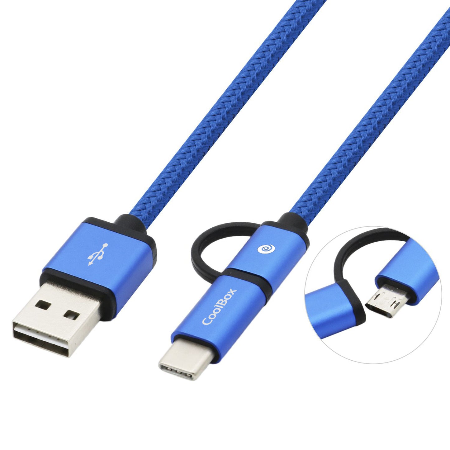 CoolBox - COO-CAB-U2MC-BL cable USB USB 2.0 1 m USB A USB C/Micro-USB B Azul