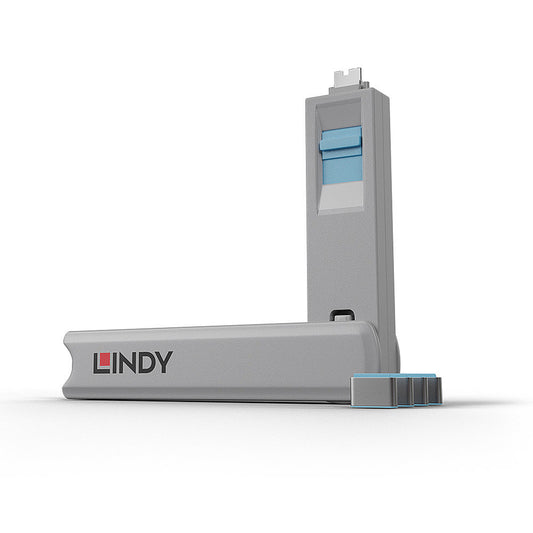 Lindy - 40465 bloqueador de puerto Bloqueador de puerto + clave USB Tipo C Azul Acrilonitrilo butadieno estireno (ABS) 1 pieza(s)