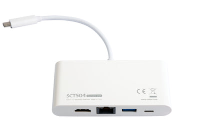 Sveon - SCT504 base para portátil y replicador de puertos USB 3.2 Gen 1 (3.1 Gen 1) Type-C Blanco