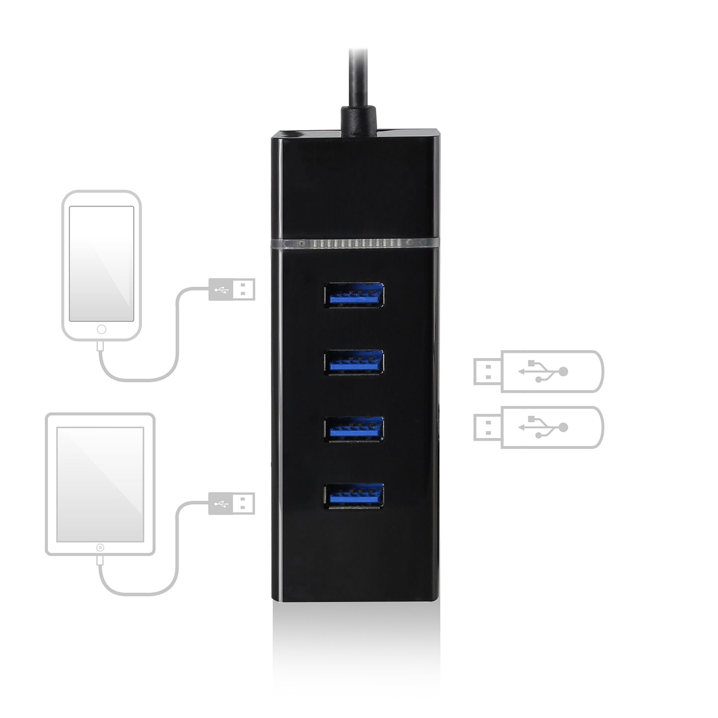 Ewent - EW1137 hub de interfaz USB 3.2 Gen 1 (3.1 Gen 1) Type-C 5000 Mbit/s Negro