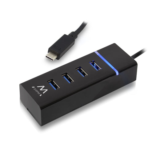 Ewent - EW1137 hub de interfaz USB 3.2 Gen 1 (3.1 Gen 1) Type-C 5000 Mbit/s Negro