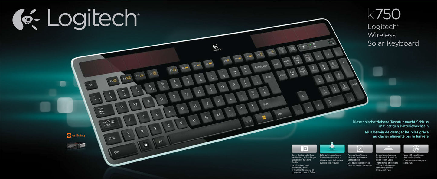 Logitech - Wireless Solar Keyboard K750 teclado RF inalámbrico QWERTY Español Negro