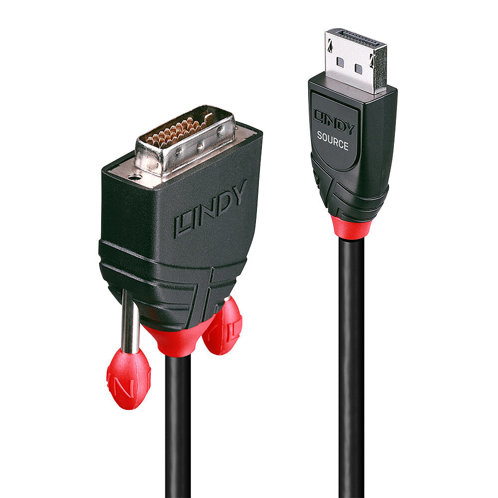 Lindy - 41492 adaptador de cable de vídeo 3 m DVI-D DisplayPort Negro