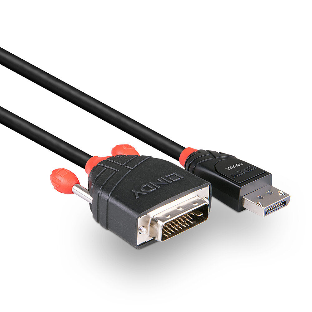 Lindy - 41491 adaptador de cable de vídeo 2 m DisplayPort DVI-D Negro