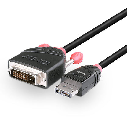 Lindy - 41491 adaptador de cable de vídeo 2 m DisplayPort DVI-D Negro