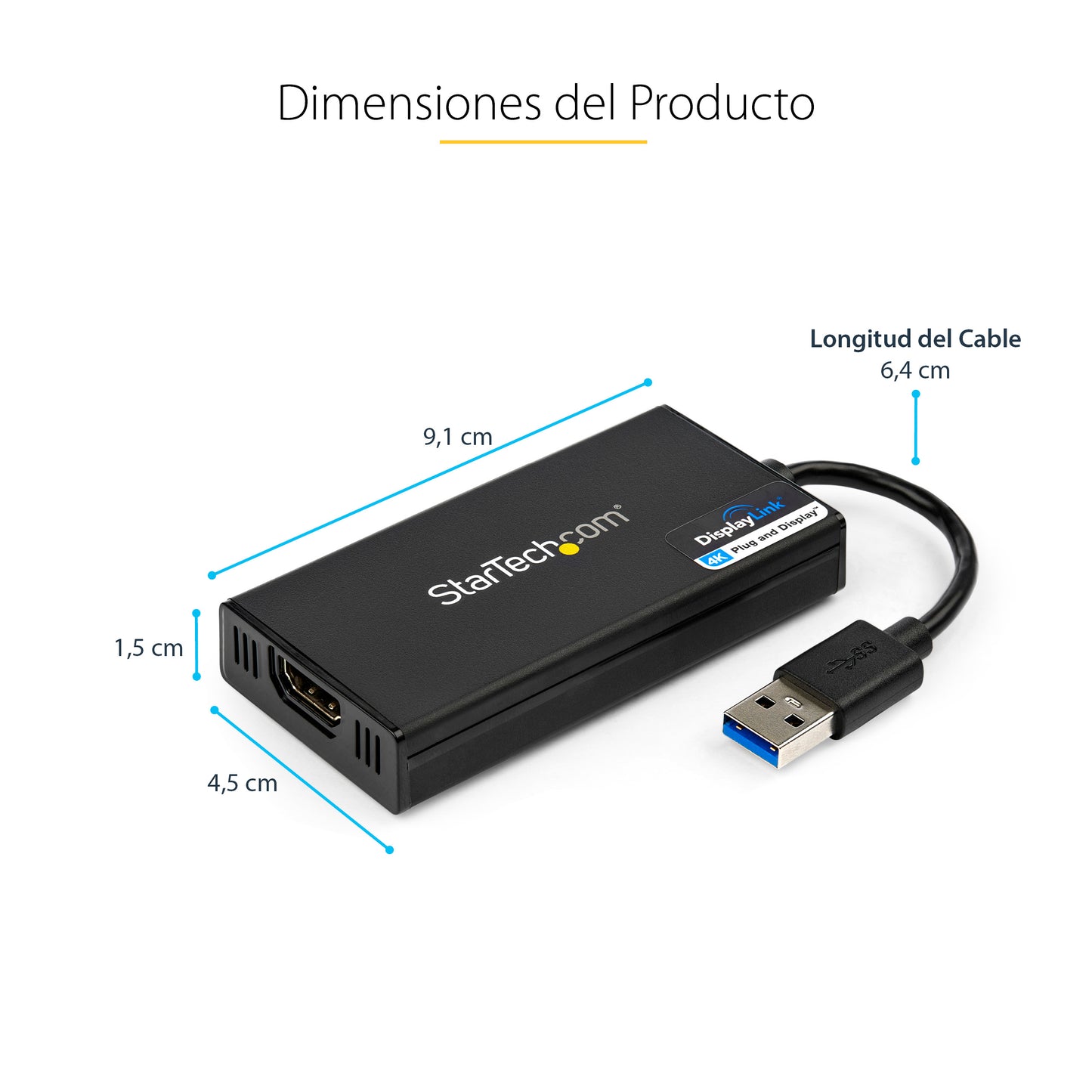 StarTech.com - Adaptador Gráfico Externo USB 3.0 a HDMI - UltraHD 4K 30Hz - Certificado DisplayLink - Conversor USB-A a HDMI para Monitor - Tarjeta Gráfica Externa de Vídeo - Mac y Windows