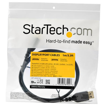 StarTech.com - Cable DisplayPort 1.4 de 1m - Certificado VESA - 8K 60Hz - HBR3 - HDR - Super HD - Cable Delgado de Monitor DP a Conector DP - UltraHD 4K 120Hz - Cable Delgado de Vídeo DP 1.4