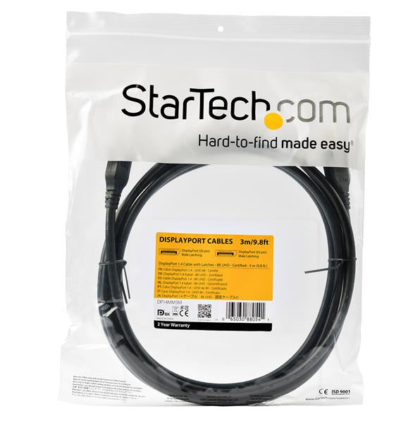 StarTech.com - Cable DisplayPort 1.4 de 3m - Certificado VESA - 8K 60Hz - HBR3 - HDR - Cable de Monitor DP a DP - UltraHD 4K 120Hz