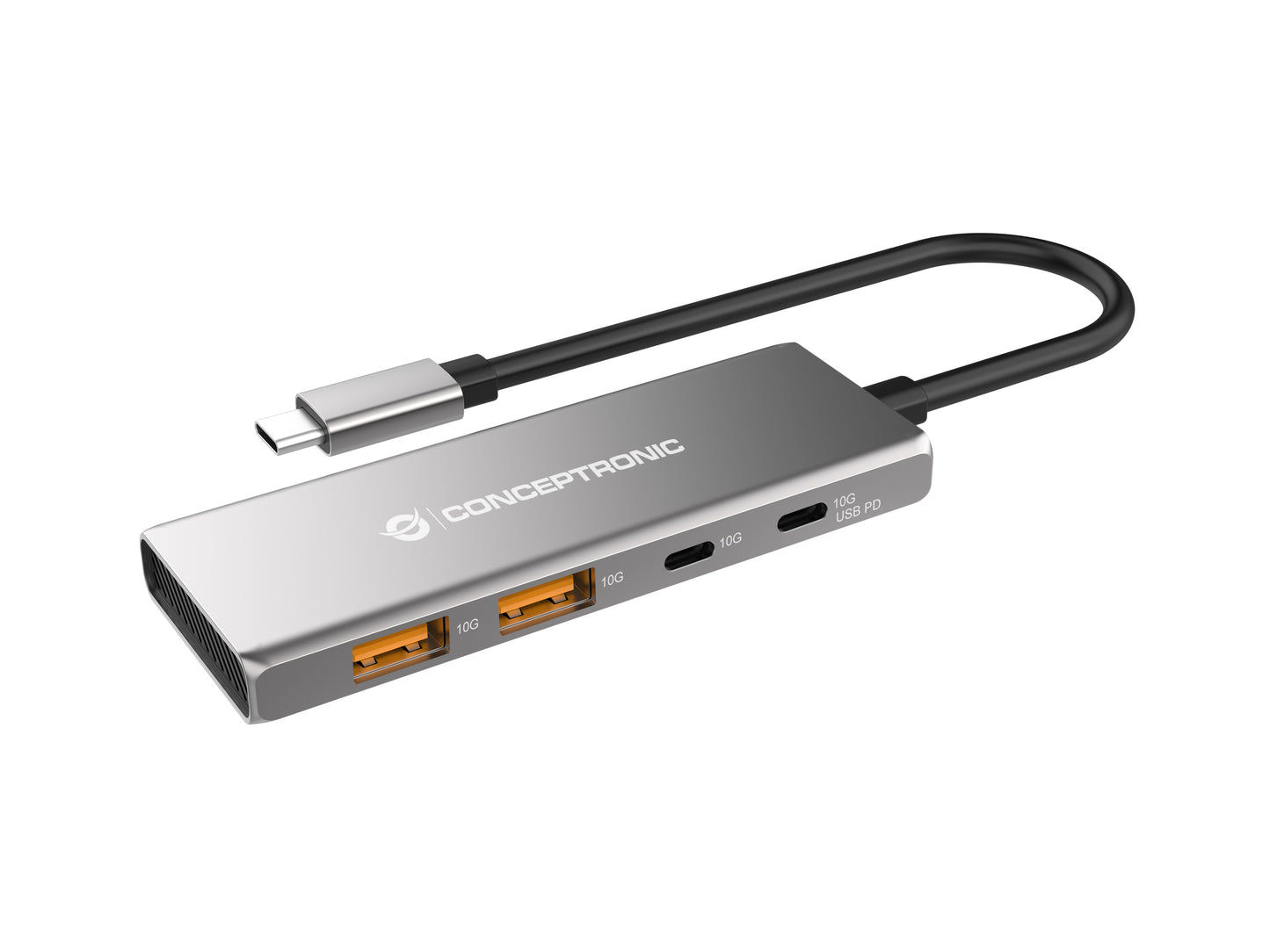 Conceptronic - HUBBIES15G hub de interfaz USB 3.2 Gen 2 (3.1 Gen 2) Type-C 10000 Mbit/s Gris