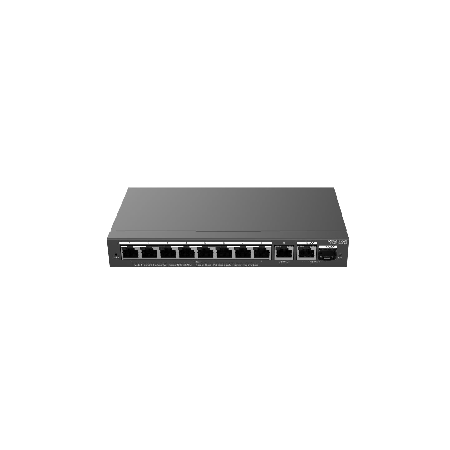 Ruijie Networks - RG-ES210GS-P switch Gestionado L2 Gigabit Ethernet (10/100/1000) Energía sobre Ethernet (PoE) Negro