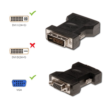 Ewent - EC1250 cambiador de género para cable DVI-I 24+5 VGA Negro