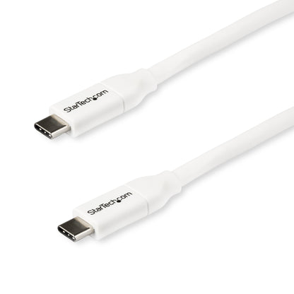 StarTech.com - Cable de 2m USB-C a USB-C con capacidad para Entrega de Alimentación de 5A - USB TipoC - Cable de Carga USBC - Blanco