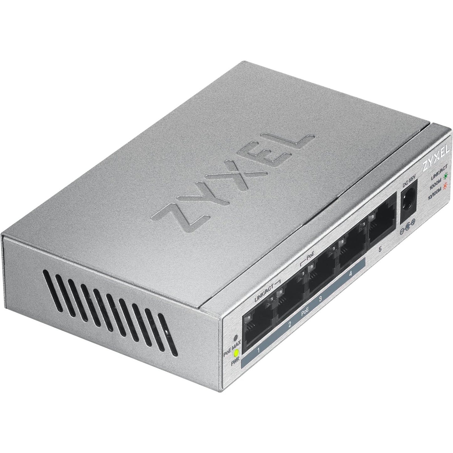 Zyxel - GS1005HP No administrado Gigabit Ethernet (10/100/1000) Energía sobre Ethernet (PoE) Plata