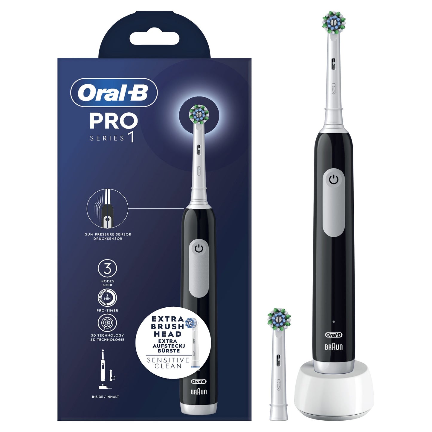 Oral-B - Pro Series 1 Adulto Cepillo de dientes oscilante Negro  Blanco