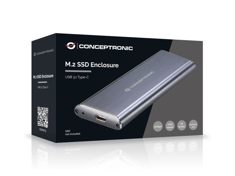 Conceptronic - HDE01G caja para disco duro externo Caja externa para unidad de estado sólido (SSD) Gris M.2