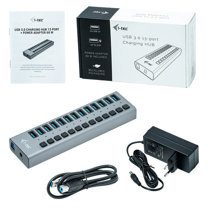 i-tec - USB 3.0 Charging HUB 13port + Power Adapter 60 W