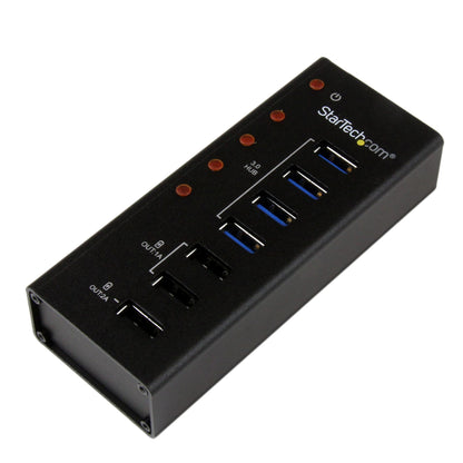 StarTech.com - Hub Concentrador USB 3.0 (5Gbps) de 4 Puertos y 3 Puertos de Carga USB ( 2x 1A y 1x 2A) - Ladrón con Carcasa de Metal