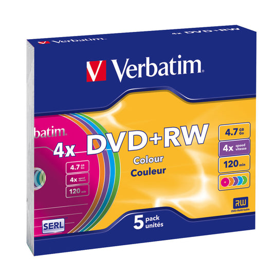 Verbatim - DVD+RW Colours 4 7 GB 5 pieza(s)