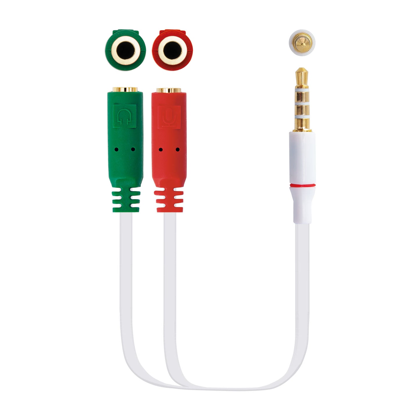 Nanocable - Cable adaptador Audio Jack 3.5/M 4pines - 2xJack 3.5/H 3pines  blanco  20 cm