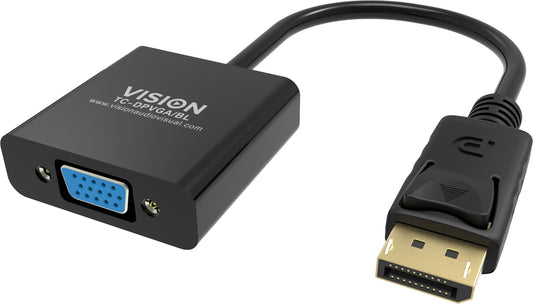 Vision - TC-DPVGA/BL adaptador de cable de vídeo DisplayPort VGA (D-Sub) Negro