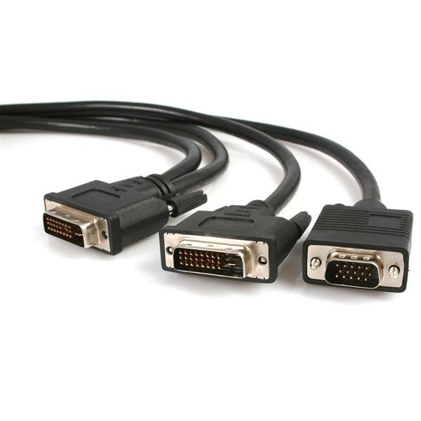 StarTech.com - Cable de 1 8m Multiplicador de Vídeo DVI-I Macho a DVI-D Macho y HD15 VGA Macho para Monitor - Splitter