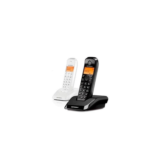 Motorola - S12 Duo Teléfono DECT Identificador de llamadas Negro  Blanco