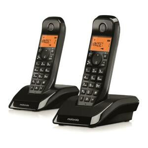 Motorola - S12 Duo Teléfono DECT Identificador de llamadas Negro