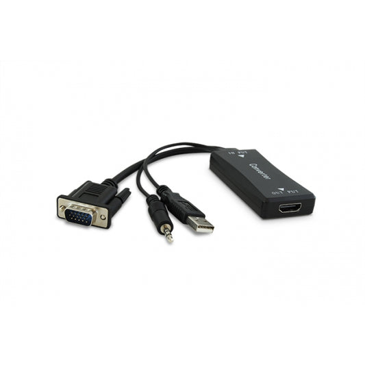 3GO - C132 adaptador de cable de vídeo 0 285 m VGA (D-Sub) + 3.5mm + USB Type-A HDMI Negro