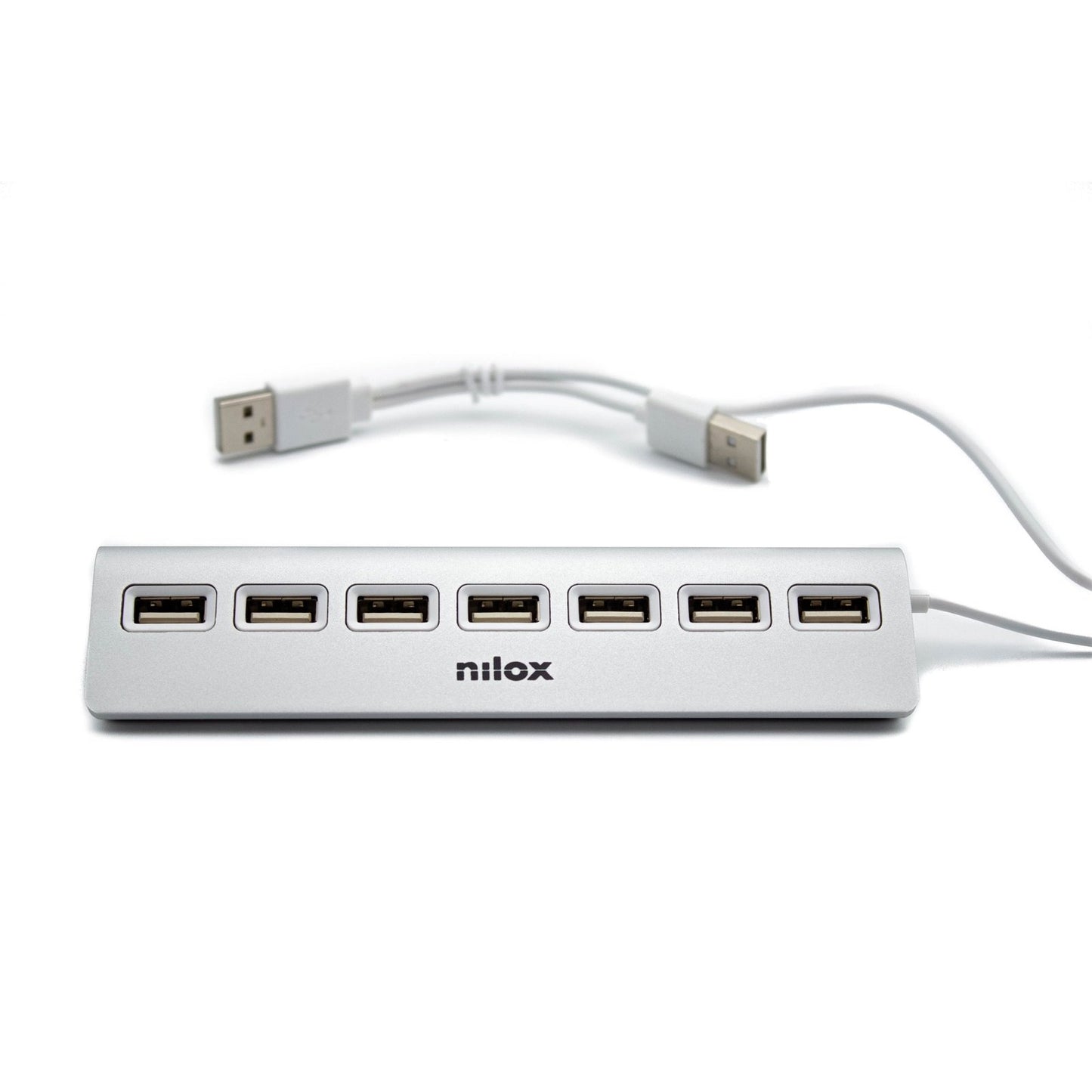 Nilox - HUB sobremesa de aluminio con 7 puertos USB 2.0